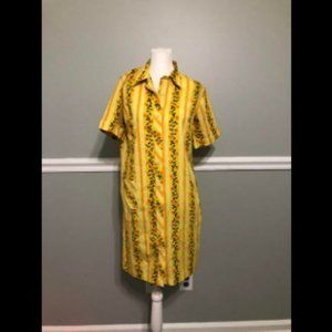 Vintage 1960s Orange Yellow Shirt Shift Mini Dress